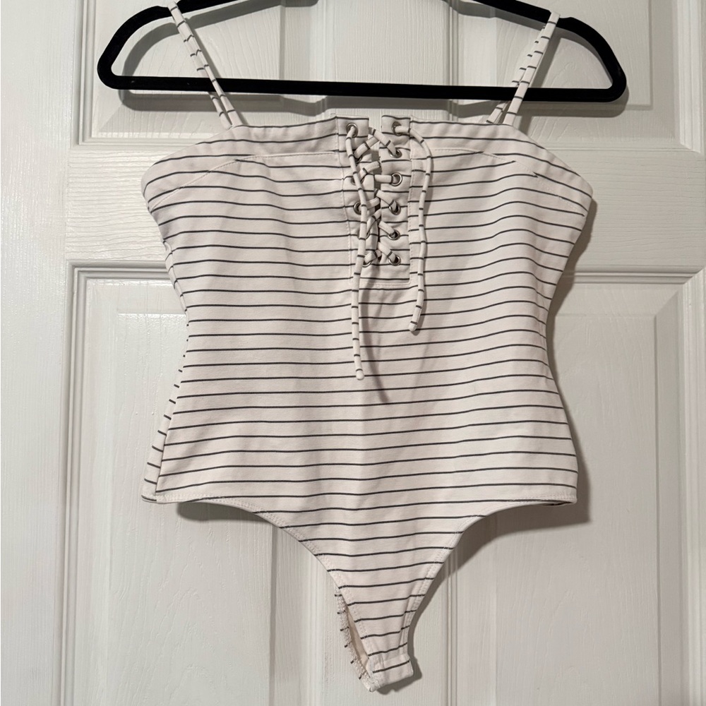 Guess Striped Black/White Striped Bodysuit